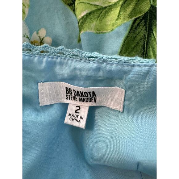 STEVE MADDEN Women's Sky Blue Floral Summer Orchard Dress Size 2 - Picture 5 of 7